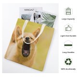 yanfind Great Martin Canvas Tote Bag Double Dog Pet Kainulasjrvi Sweden Yawning Barking Golden Fur Mouth Chow Stock white-style1 38×41cm