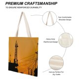 yanfind Great Martin Canvas Tote Bag Double Cable Construction Lines Electric Transmission Silhouette white-style1 38×41cm