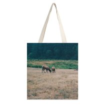 yanfind Great Martin Canvas Tote Bag Double Field Grassland Outdoors Countryside Farm Rural Horse Pasture Meadow Ranch Grazing Elephant white-style1 38×41cm