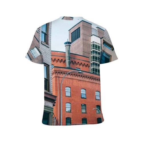 yanfind Adult Full Print T-shirts (men And Women) Accommodation Architecture Area Balcony Block Sky Brick Building Café City Cloudless Complex