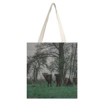 yanfind Great Martin Canvas Tote Bag Double Cow Field Grassland Outdoors Cattle Pasture Countryside Farm Rural Grey Meadow Ranch white-style1 38×41cm