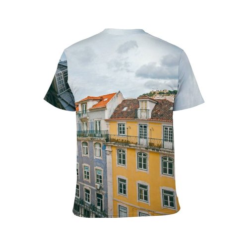 yanfind Adult Full Print T-shirts (men And Women) Aged Architecture Building Calm Canal Channel City Cloudy Colorful Condominium Construction District