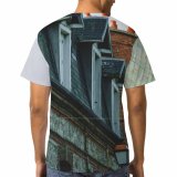 yanfind Adult Full Print T-shirts (men And Women) Accommodation Aged Apartment Architecture Brick Building City Cloudless Community Construction District Dwell