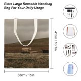 yanfind Great Martin Canvas Tote Bag Double Cow Cattle Outdoors Field Grassland Bull Countryside Plateau Farm Wilderness Wild Winter white-style1 38×41cm