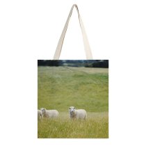 yanfind Great Martin Canvas Tote Bag Double Farm Pasture Grassland Field Meadow Countryside Rural Outdoors Zealand Grass Sheep Graze white-style1 38×41cm