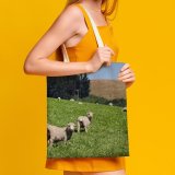 yanfind Great Martin Canvas Tote Bag Double Field Grassland Outdoors Countryside Farm Rural Meadow Pasture Ranch Grazing Sheep Zealand white-style1 38×41cm