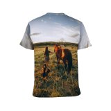 yanfind Adult Full Print T-shirts (men And Women) Adolescent Anonymous Cattle Cow Dog Equine Evening Faceless Farm Farmland Fauna Field