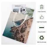 yanfind Great Martin Canvas Tote Bag Double Cliff Promontory Outdoors Greece Sea Ocean Landscape Travel Vacation Seascape Seaside white-style1 38×41cm