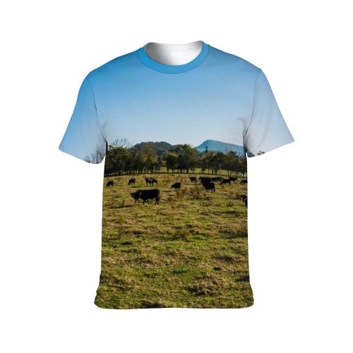 yanfind Adult Full Print T-shirts (men And Women) Agriculture Beef Calm Cattle Country Countryside Cow Creature Domesticated Ecosystem Farm Farmland