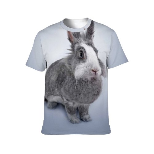 yanfind Adult Full Print T-shirts (men And Women) Adorable Cute Easter Fluffy Fur Grey Light Little Pet Portrait Rabbit