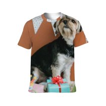 yanfind Adult Full Print T-shirts (men And Women) Adorable Portrait Birthday Party Present Canidae Celebrate Cute Dog Face