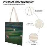 yanfind Great Martin Canvas Tote Bag Double Field Grassland Outdoors Sheep Countryside Farm Grazing Meadow Pasture Ranch Rural Horse white-style1 38×41cm