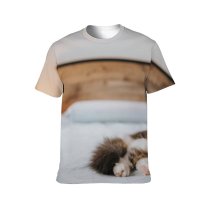 yanfind Adult Full Print T-shirts (men And Women) Adorable Asleep Bed Bedroom Blanket Blurred Calm Carnivore Cat Charming Chordate Comfort