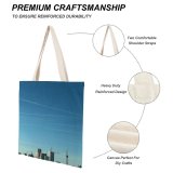 yanfind Great Martin Canvas Tote Bag Double Building City Town Urban High Rise Architecture Spire Steeple Outdoors Cable white-style1 38×41cm