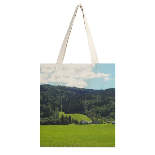 yanfind Great Martin Canvas Tote Bag Double Field Grassland Outdoors Countryside Grass Plant Farm Rural Meadow Norheimsund Norvège Pasture white-style1 38×41cm