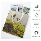 yanfind Great Martin Canvas Tote Bag Double Field Grassland Outdoors Kerala India Countryside Sunset Farm Rural Plant Meadow Scenery white-style1 38×41cm