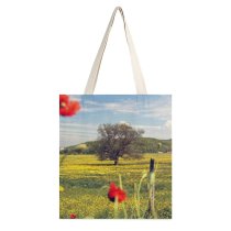 yanfind Great Martin Canvas Tote Bag Double Field Grassland Outdoors Meadow Plant Countryside Farm Rural Flower Poppy Horizon white-style1 38×41cm