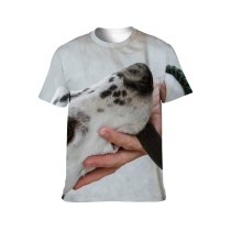 yanfind Adult Full Print T-shirts (men And Women) Anonymous Cute Dog Faceless Lady Outdoors Pet Summer