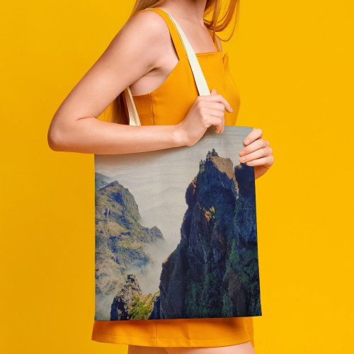 yanfind Great Martin Canvas Tote Bag Double Cliff Outdoors Promontory Madeira Portugal Do Ruivo Range Grey Scenery white-style1 38×41cm