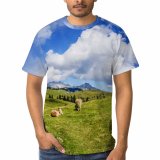 yanfind Adult Full Print T-shirts (men And Women) Agriculture Alps Beautiful Cattle Clouds Countryside Cow Field Grass Grassland Idyllic Landscape