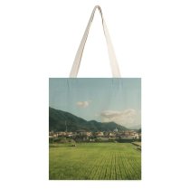 yanfind Great Martin Canvas Tote Bag Double Field Grassland Outdoors Countryside Paddy Train Transportation Vehicle Anime Japan Rural Plant white-style1 38×41cm