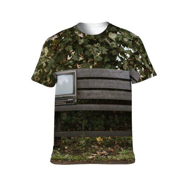 yanfind Adult Full Print T-shirts (men And Women) Abandoned Aged Antiquated Bench Blurred Board Bush Space Countryside Deciduous Derelict Desolate