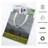 yanfind Great Martin Canvas Tote Bag Double Field Grassland Outdoors Countryside Farm Meadow Rural Grey Slope white-style1 38×41cm