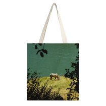 yanfind Great Martin Canvas Tote Bag Double Field Grassland Outdoors Countryside Farm Grazing Meadow Pasture Ranch Rural Horse Land white-style1 38×41cm