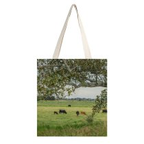 yanfind Great Martin Canvas Tote Bag Double Cow Cattle Field Grassland Outdoors Farm Grazing Countryside Pasture Ranch Rural Meadow white-style1 38×41cm
