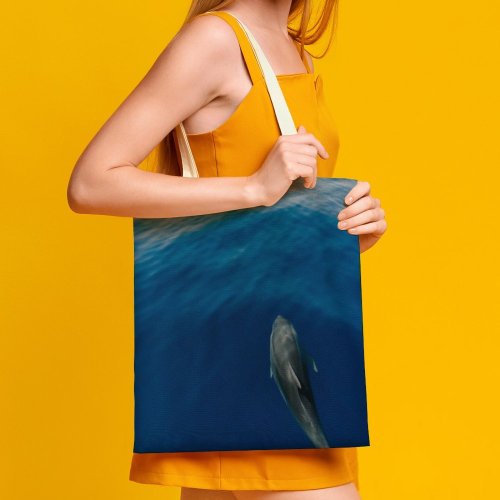 yanfind Great Martin Canvas Tote Bag Double Sea Whale Ocean Swim Texture white-style1 38×41cm