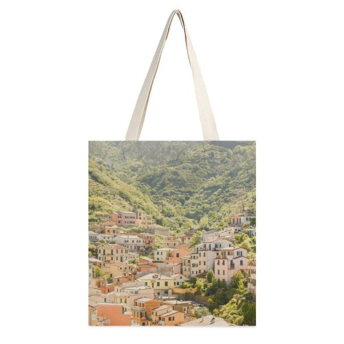 yanfind Great Martin Canvas Tote Bag Double Building Italy Neighborhood Urban Landscape City Aerial Outdoors Scenery Travel Vernazza Town white-style1 38×41cm