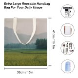 yanfind Great Martin Canvas Tote Bag Double Field Grassland Outdoors Countryside Paddy Plant Vegetation Grey Stock white-style1 38×41cm