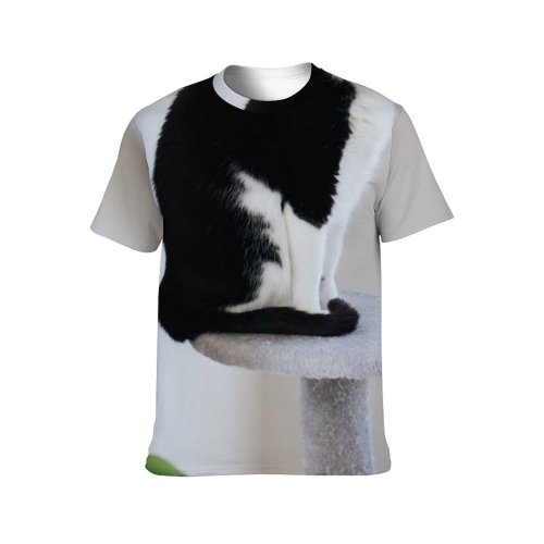 yanfind Adult Full Print T-shirts (men And Women) Adorable Apartment Awake Calm Cat Comfort Cozy Cute Fluff