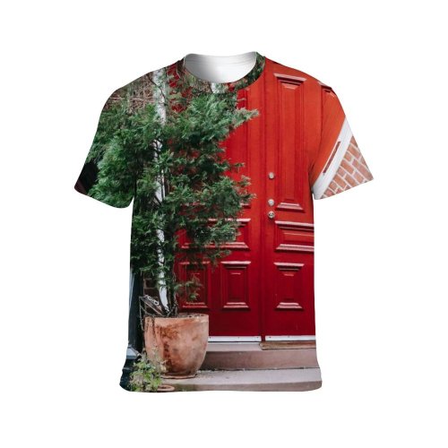 yanfind Adult Full Print T-shirts (men And Women) Aged Apartment Architecture Brick Building Colorful Construction Contemporary Daytime Decor Decoration Design