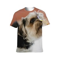 yanfind Adult Full Print T-shirts (men And Women) Adorable Portrait Blurred Bubble Canidae Cute Depth Field Dog Face
