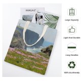 yanfind Great Martin Canvas Tote Bag Double Cliff Outdoors Field Grassland Promontory Scenery Ireland Ocean Sea Land Countryside Grey white-style1 38×41cm