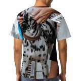 yanfind Adult Full Print T-shirts (men And Women) Anonymous Coffee Breakfast Café City Cute Dog Faceless Outdoor Cafe Outdoors Pet