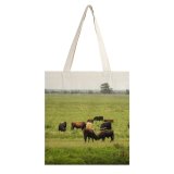 yanfind Great Martin Canvas Tote Bag Double Field Grassland Outdoors Cattle Cow Countryside Farm Grazing Meadow Pasture Ranch Rural white-style1 38×41cm