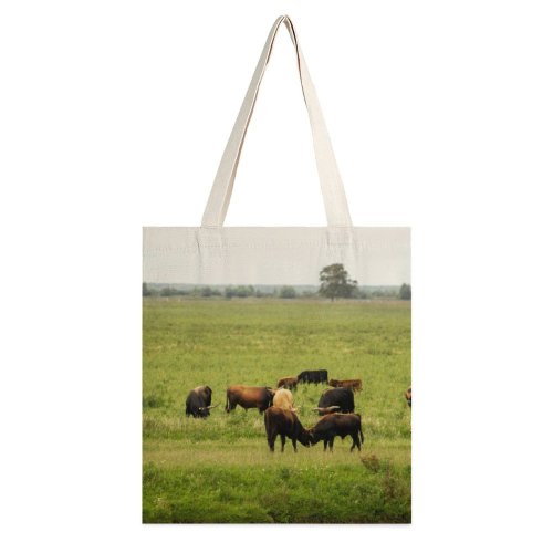 yanfind Great Martin Canvas Tote Bag Double Field Grassland Outdoors Cattle Cow Countryside Farm Grazing Meadow Pasture Ranch Rural white-style1 38×41cm
