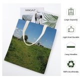yanfind Great Martin Canvas Tote Bag Double Field Grassland Outdoors Countryside Farm Rural Horse Pasture Cattle Cow Meadow Ranch white-style1 38×41cm