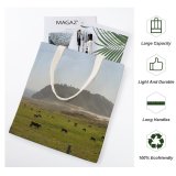 yanfind Great Martin Canvas Tote Bag Double Cattle Cow Outdoors Field Grassland Countryside Farm Meadow Pasture Ranch Rural Big white-style1 38×41cm