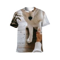 yanfind Adult Full Print T-shirts (men And Women) Adorable Affection Akita Friend Bonding Calm Caress Casual Croissant