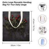 yanfind Great Martin Canvas Tote Bag Double Flower Plant Rose Love Yourself Self Care Valentines Romance Petal Grey white-style1 38×41cm