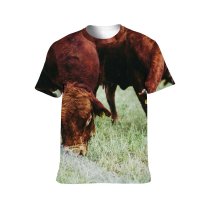 yanfind Adult Full Print T-shirts (men And Women) Agricultural Land Agriculture Beef Cattle Cow Bull Countryside Eat Eating Farm Farming