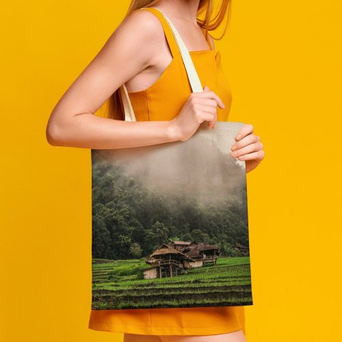 yanfind Great Martin Canvas Tote Bag Double Field Grassland Outdoors Countryside Paddy Plant Vegetation Mueang Pan Land Rainforest Tree white-style1 38×41cm