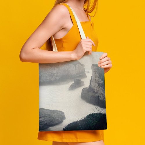 yanfind Great Martin Canvas Tote Bag Double Cliff Outdoors Promontory Santa Cruz United States River Scenery Ocean Sea Waterfall white-style1 38×41cm