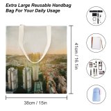yanfind Great Martin Canvas Tote Bag Double City Building Architecture Downtown Town Urban High Rise Sunlight Cityscape Housing white-style1 38×41cm