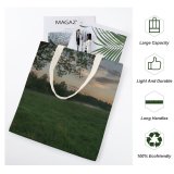 yanfind Great Martin Canvas Tote Bag Double Field Grassland Outdoors Countryside Farm Rural Meadow Pasture Grass Plant Tree Land white-style1 38×41cm