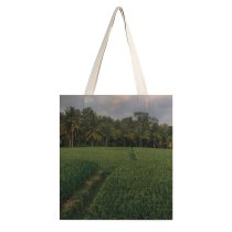yanfind Great Martin Canvas Tote Bag Double Field Grassland Countryside Paddy Summer Plant Vegetation Sunset Land Rural Farm Outdoors white-style1 38×41cm