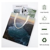 yanfind Great Martin Canvas Tote Bag Double Cliff Outdoors Promontory Ocean United States Sea Grey Mendocino Calm Golden Hour white-style1 38×41cm